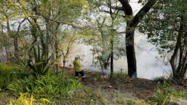 New South Wales Rural Fire Service firefighter Elisabeth Goh mo<em></em>nitors a hazard reduction burn in Sydney, Australia, September 10, 2023. REUTERS/Cordelia Hsu/File Photo